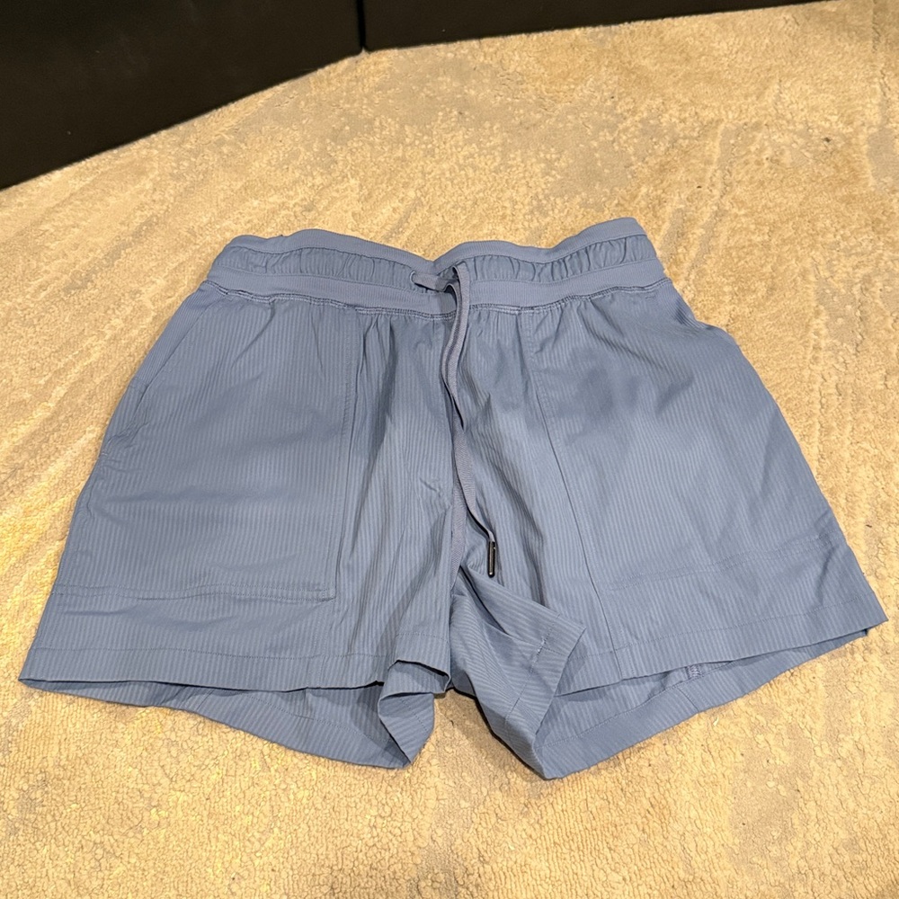 lululemon Dance studio ‎ Black Shorts- size 4
Light blue striped EUC